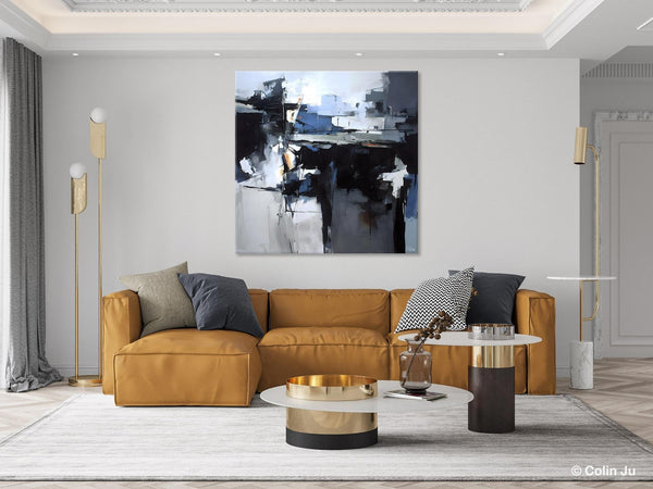 Original Modern Wall Art on Canvas, Black Contemporary Canvas Art, Modern Acrylic Artwork for Sale, Large Abstract Painting for Bedroom-LargePaintingArt.com