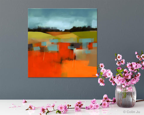 Original Landscape Wall Art Paintings, Oversized Modern Canvas Paintings, Modern Acrylic Artwork, Large Abstract Painting for Dining Room-LargePaintingArt.com