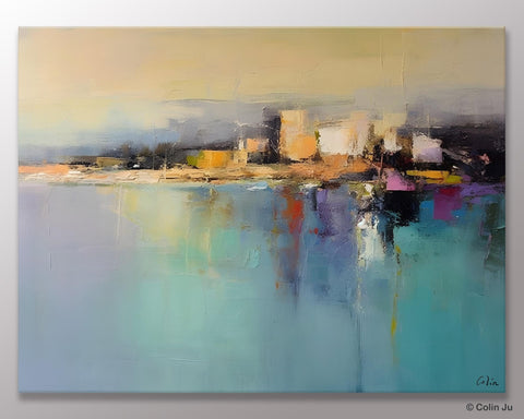 Abstract Landscape Paintings, Palette Knife Canvas Art, Extra Large Canvas Painting for Dining Room, Original Canvas Wall Art Paintings-LargePaintingArt.com