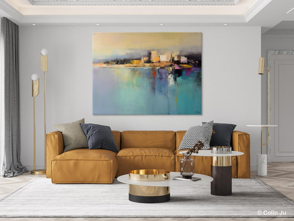 Abstract Landscape Paintings, Palette Knife Canvas Art, Extra Large Canvas Painting for Dining Room, Original Canvas Wall Art Paintings-LargePaintingArt.com