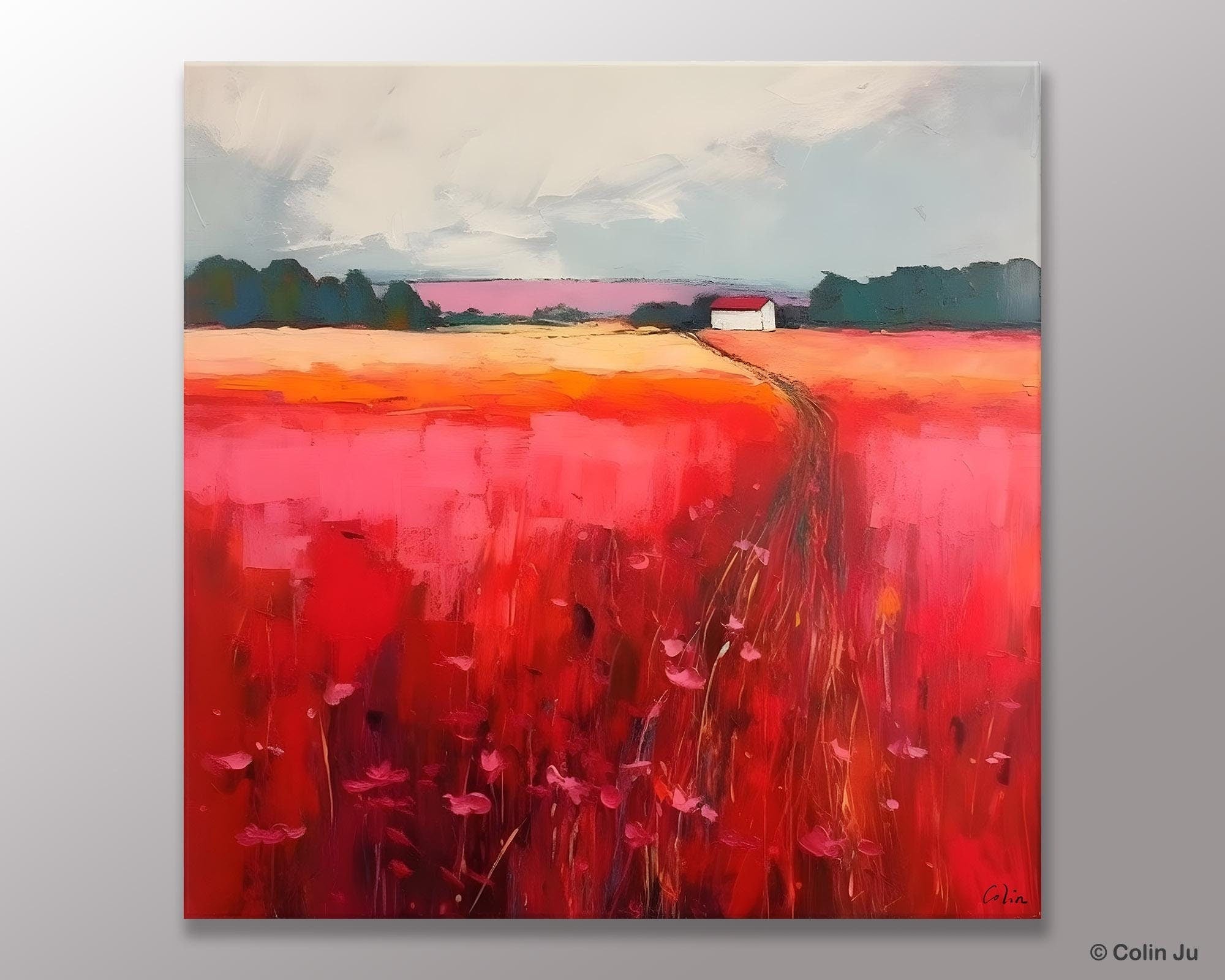 Original Landscape Paintings, Oversized Modern Wall Art Paintings, Modern Acrylic Artwork on Canvas, Large Abstract Painting for Living Room-LargePaintingArt.com