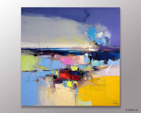 Landscape Abstract Paintings, Original Canvas Wall Art Paintings, Modern Canvas Painting for Dining Room, Acrylic Painting on Canvas-LargePaintingArt.com