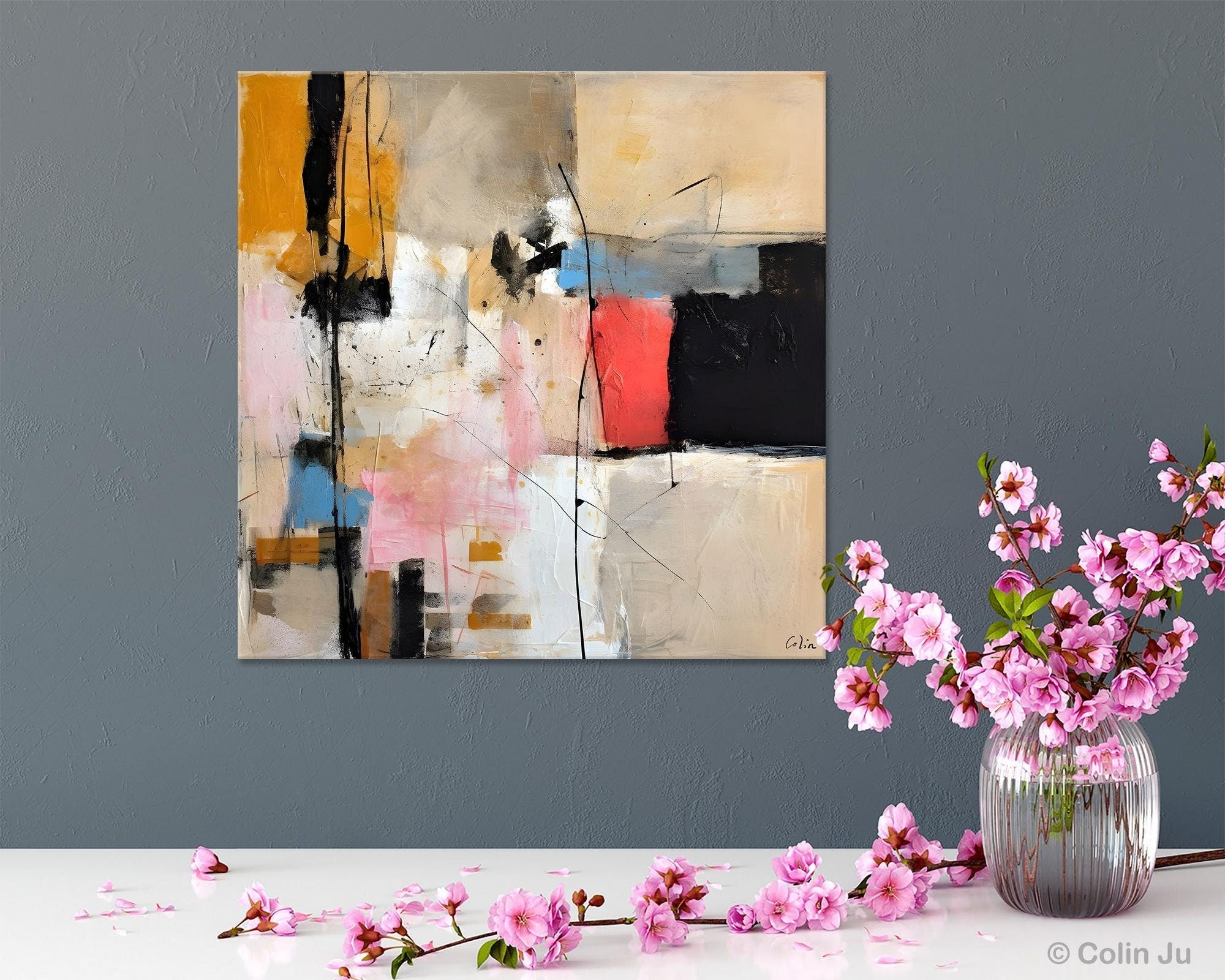 Contemporary Canvas Art, Modern Acrylic Artwork, Original Modern Paintings, Heavy Texture Canvas Art, Large Abstract Painting for Bedroom-LargePaintingArt.com