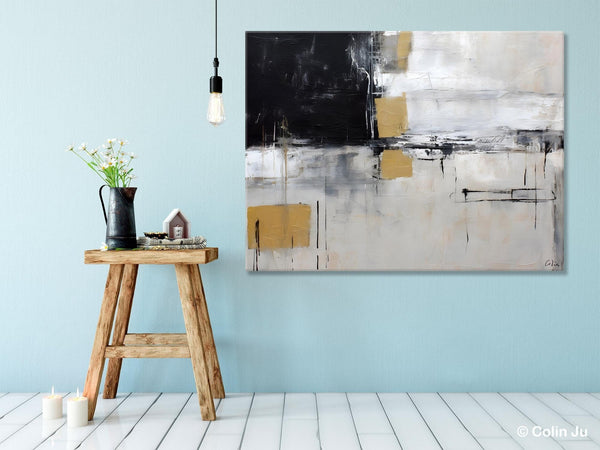Original Abstract Art, Modern Wall Art Ideas for Bedroom, Extra Large Canvas Paintings, Impasto Art Painting, Contemporary Acrylic Paintings-LargePaintingArt.com