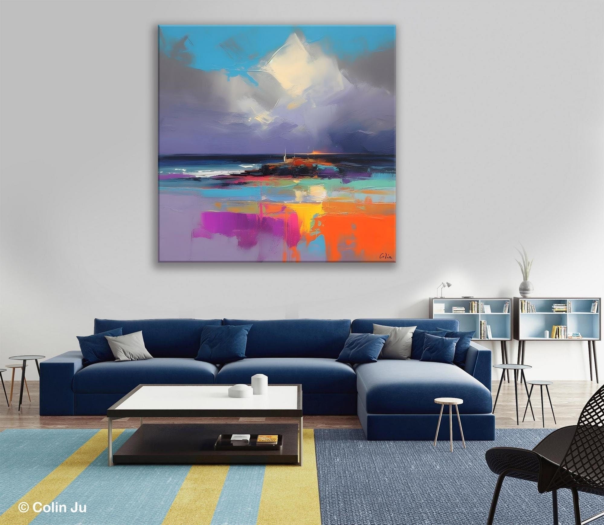 Landscape Canvas Paintings, Modern Canvas Wall Art Paintings, Original Canvas Painting for Living Room, Acrylic Painting on Canvas-LargePaintingArt.com
