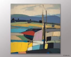 Original Landscape Wall Art Paintings, Abstract Wall Art Painting for Living Room, Landscape Canvas Paintings, Acrylic Painting on Canvas-LargePaintingArt.com