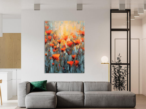 Flower Abstract Painting, Heavy Texture Wall Art, Acrylic Painting on Canvas, Canvas Painting Ideas for Dining Room, Original Abstract Art-LargePaintingArt.com