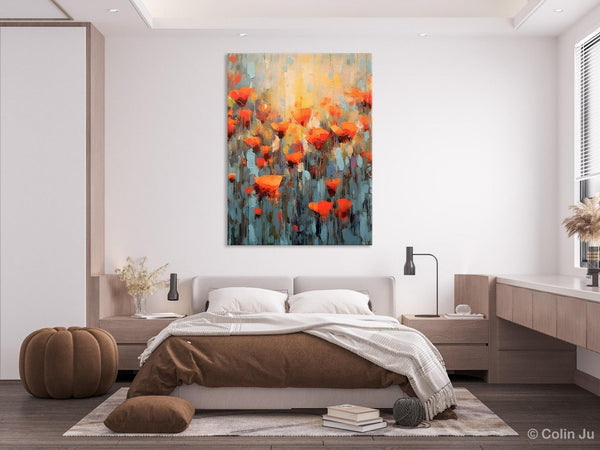 Flower Abstract Painting, Heavy Texture Wall Art, Acrylic Painting on Canvas, Canvas Painting Ideas for Dining Room, Original Abstract Art-LargePaintingArt.com