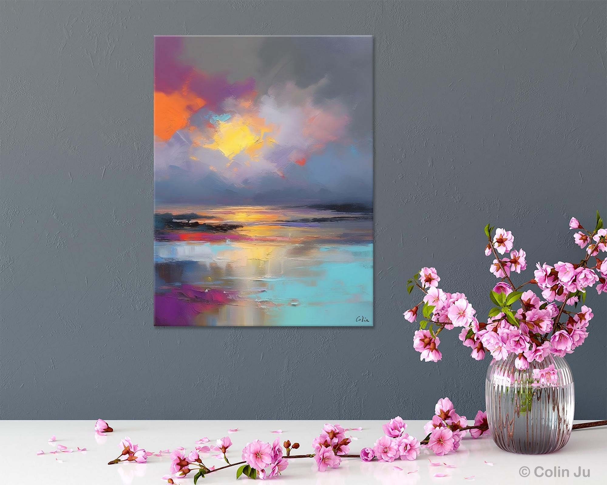 Landscape Painting on Canvas, Abstract Paintings for Bedroom, Contemporary Wall Art Paintings, Extra Large Original Art, Buy Wall Art Online-LargePaintingArt.com