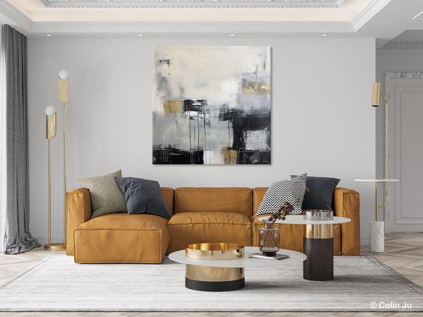 Modern Acrylic Artwork, Contemporary Canvas Artwork, Original Modern Wall Art, Black Canvas Paintings, Large Abstract Painting for Bedroom-LargePaintingArt.com