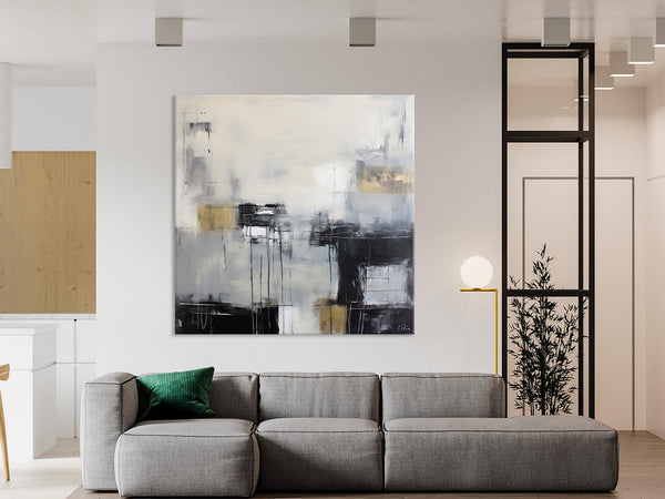 Modern Acrylic Artwork, Contemporary Canvas Artwork, Original Modern Wall Art, Black Canvas Paintings, Large Abstract Painting for Bedroom-LargePaintingArt.com
