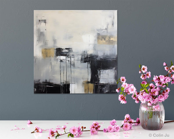 Modern Acrylic Artwork, Contemporary Canvas Artwork, Original Modern Wall Art, Black Canvas Paintings, Large Abstract Painting for Bedroom-LargePaintingArt.com