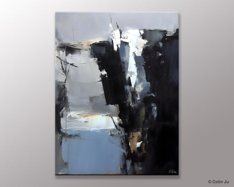 Extra Large Paintings for Bedroom, Black Contemporary Wall Art, Abstract Wall Paintings, Hand Painted Canvas Art, Original Modern Painting-LargePaintingArt.com