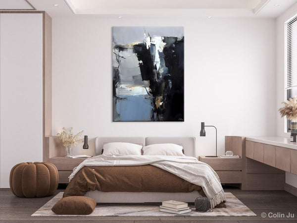 Extra Large Paintings for Bedroom, Black Contemporary Wall Art, Abstract Wall Paintings, Hand Painted Canvas Art, Original Modern Painting-LargePaintingArt.com