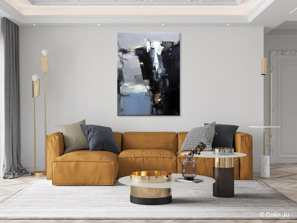 Extra Large Paintings for Bedroom, Black Contemporary Wall Art, Abstract Wall Paintings, Hand Painted Canvas Art, Original Modern Painting-LargePaintingArt.com