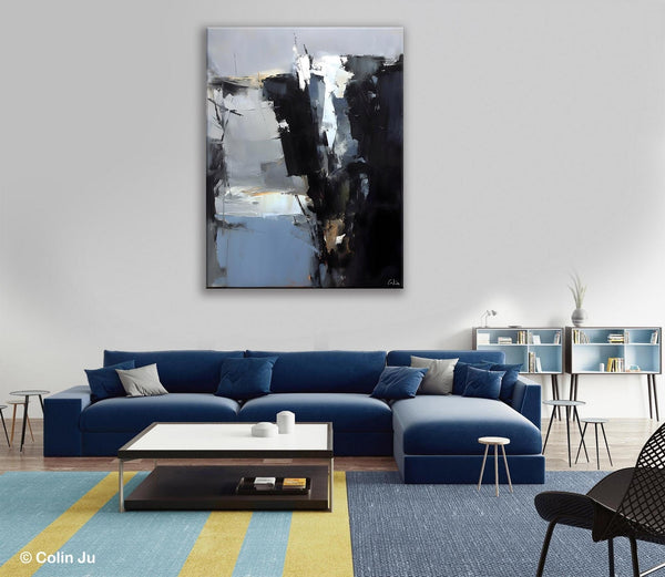 Extra Large Paintings for Bedroom, Black Contemporary Wall Art, Abstract Wall Paintings, Hand Painted Canvas Art, Original Modern Painting-LargePaintingArt.com