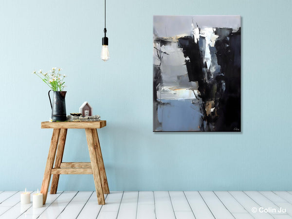 Extra Large Paintings for Bedroom, Black Contemporary Wall Art, Abstract Wall Paintings, Hand Painted Canvas Art, Original Modern Painting-LargePaintingArt.com