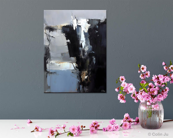 Extra Large Paintings for Bedroom, Black Contemporary Wall Art, Abstract Wall Paintings, Hand Painted Canvas Art, Original Modern Painting-LargePaintingArt.com