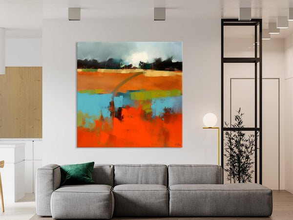 Original Abstract Wall Art, Landscape Acrylic Art, Landscape Canvas Art, Hand Painted Canvas Art, Large Abstract Painting for Living Room-LargePaintingArt.com