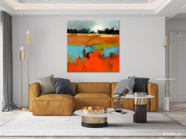 Original Abstract Wall Art, Landscape Acrylic Art, Landscape Canvas Art, Hand Painted Canvas Art, Large Abstract Painting for Living Room-LargePaintingArt.com