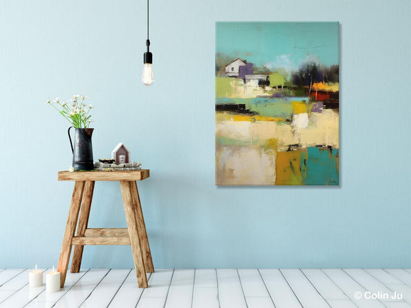 Landscape Canvas Paintings for Dining Room, Extra Large Modern Wall Art, Acrylic Painting on Canvas, Original Landscape Abstract Painting-LargePaintingArt.com