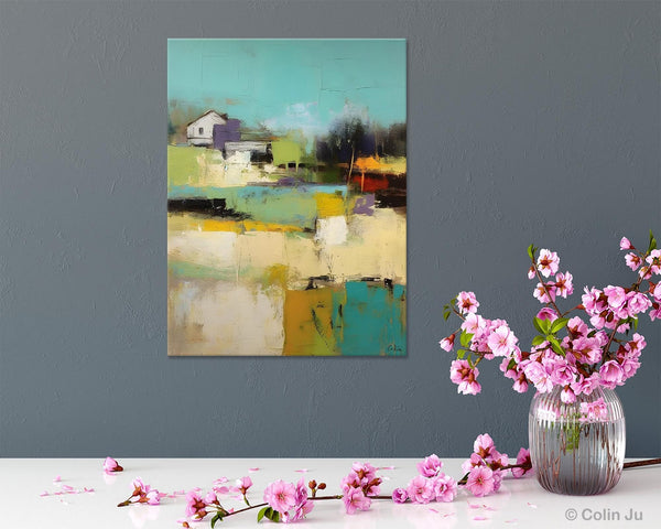 Landscape Canvas Paintings for Dining Room, Extra Large Modern Wall Art, Acrylic Painting on Canvas, Original Landscape Abstract Painting-LargePaintingArt.com