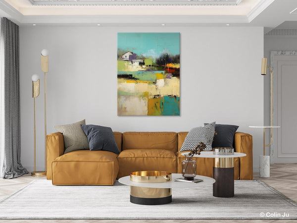 Landscape Canvas Paintings for Dining Room, Extra Large Modern Wall Art, Acrylic Painting on Canvas, Original Landscape Abstract Painting-LargePaintingArt.com