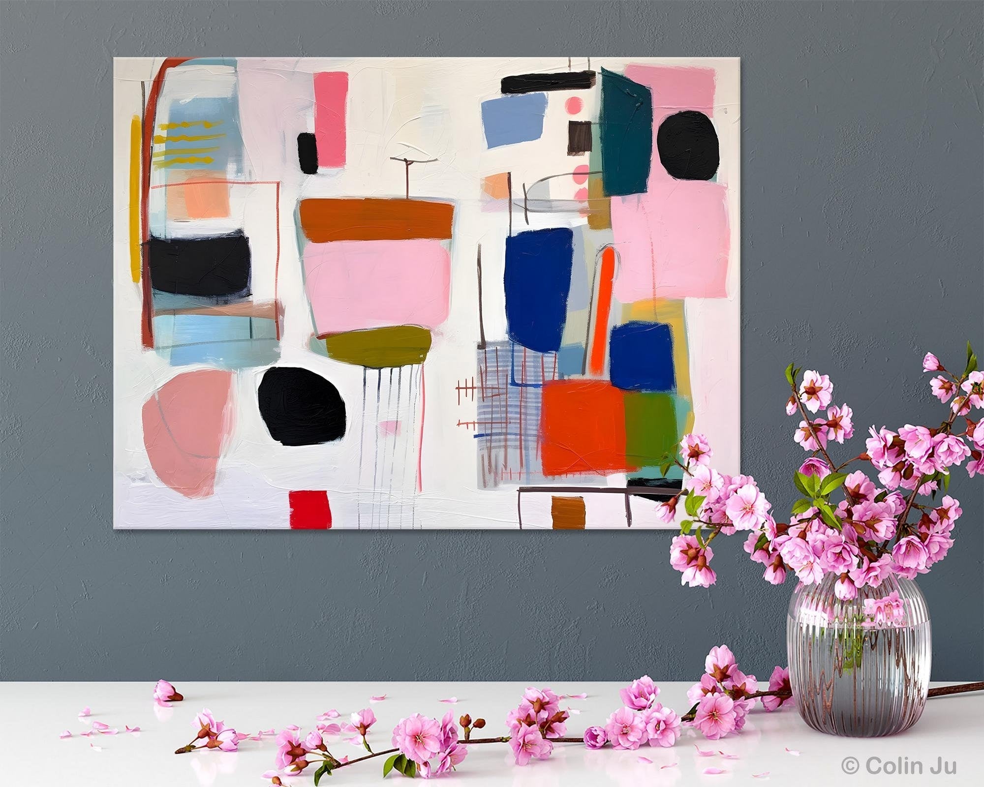 Contemporary Acrylic Painting on Canvas, Original Canvas Art, Large Wall Art Painting for Bedroom, Oversized Modern Abstract Wall Paintings-LargePaintingArt.com