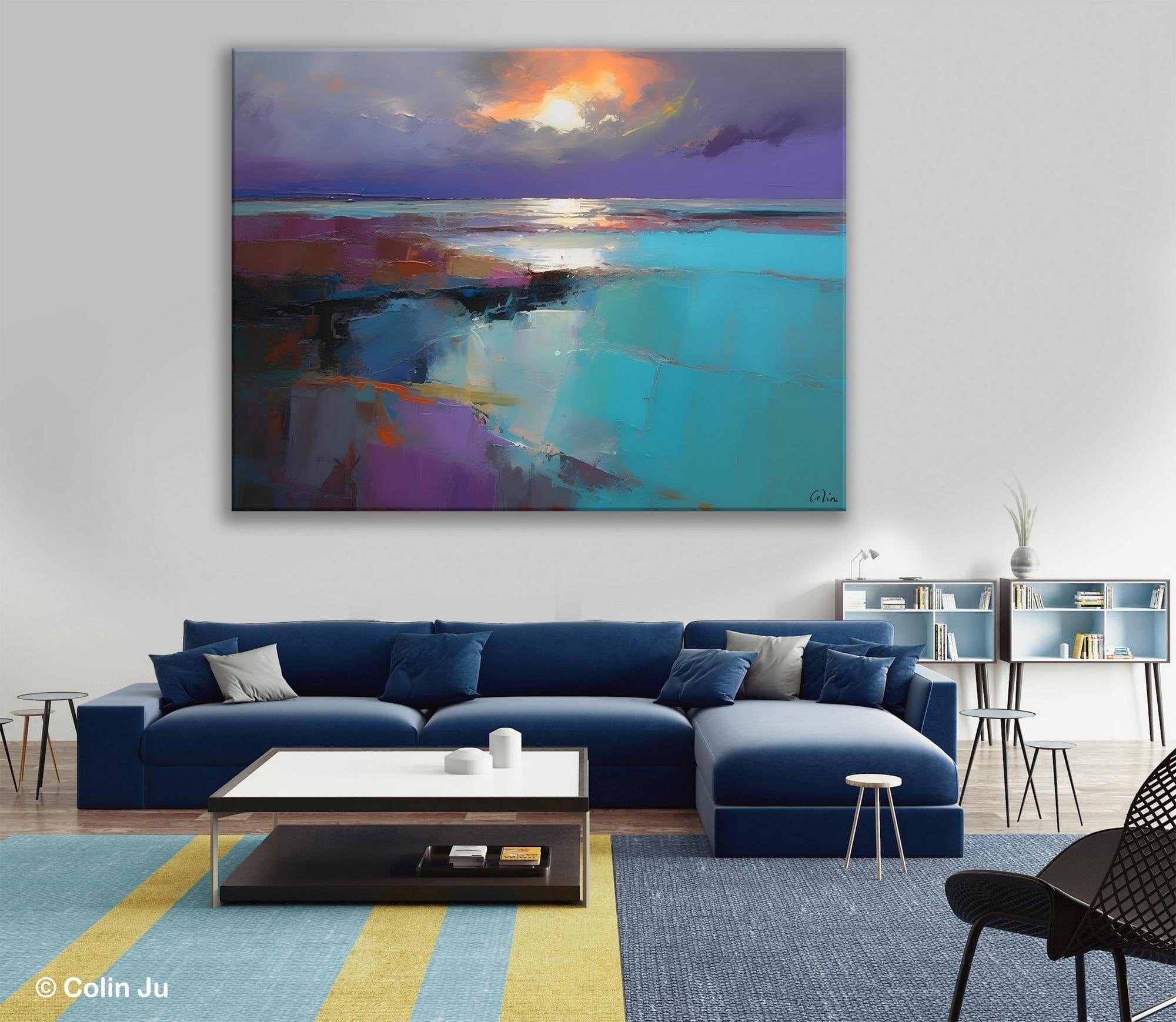 Original Landscape Abstract Painting, Landscape Canvas Paintings for Dining Room, Extra Large Modern Wall Art, Acrylic Painting on Canvas-LargePaintingArt.com