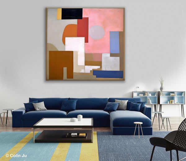 Extra Large Canvas Paintings for Living Room, Original Modern Abstract Artwork, Geometric Modern Canvas Art, Abstract Wall Art for Sale-LargePaintingArt.com