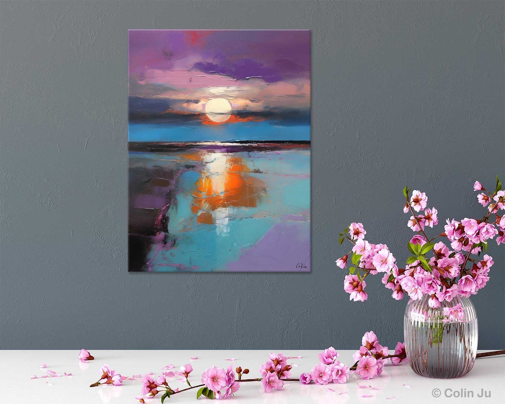 Original Landscape Painting on Canvas, Hand Painted Canvas Art, Abstract Landscape Artwork, Contemporary Wall Art Paintings, Huge Canvas Art-LargePaintingArt.com