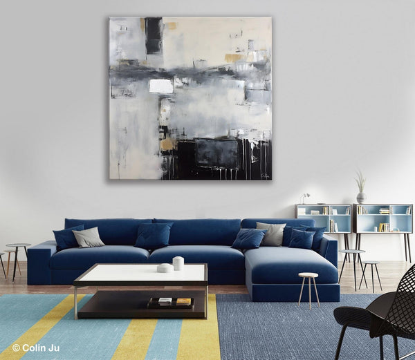 Abstract Canvas Art for Living Room, Original Modern Acrylic Art, Modern Canvas Paintings, Extra Large Abstract Paintings for Dining Room-LargePaintingArt.com