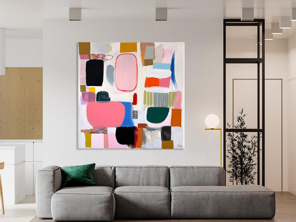 Geometric Modern Acrylic Art, Modern Original Abstract Art, Large Wall Art for Bedroom, Canvas Paintings for Sale, Contemporary Canvas Art-LargePaintingArt.com