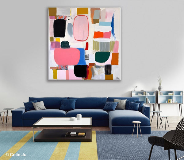 Geometric Modern Acrylic Art, Modern Original Abstract Art, Large Wall Art for Bedroom, Canvas Paintings for Sale, Contemporary Canvas Art-LargePaintingArt.com