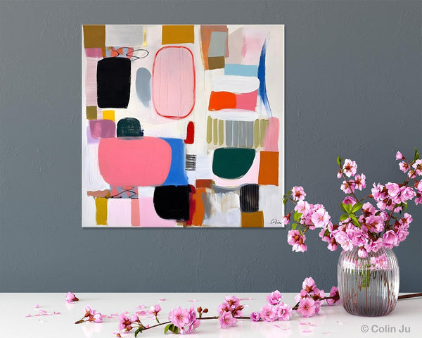 Geometric Modern Acrylic Art, Modern Original Abstract Art, Large Wall Art for Bedroom, Canvas Paintings for Sale, Contemporary Canvas Art-LargePaintingArt.com