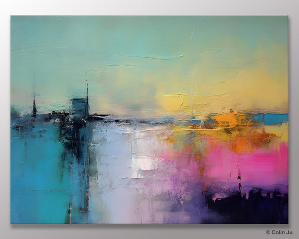 Hand Painted Original Canvas Wall Art, Abstract Landscape Paintings for Bedroom, Modern Landscape Artwork, Contemporary Acrylic Paintings-LargePaintingArt.com