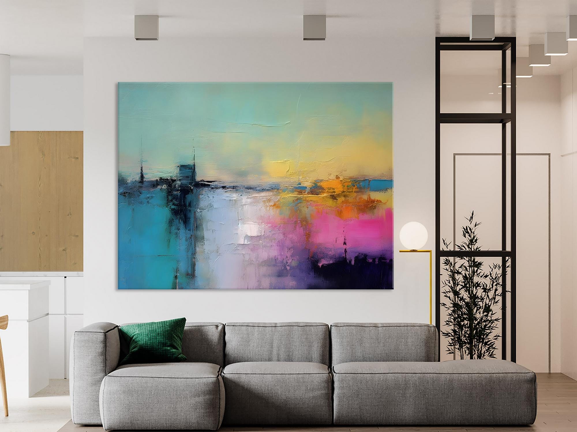 Hand Painted Original Canvas Wall Art, Abstract Landscape Paintings for Bedroom, Modern Landscape Artwork, Contemporary Acrylic Paintings-LargePaintingArt.com