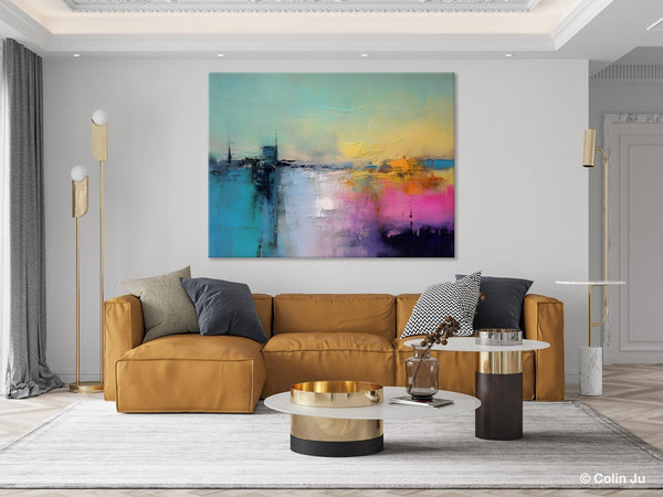 Hand Painted Original Canvas Wall Art, Abstract Landscape Paintings for Bedroom, Modern Landscape Artwork, Contemporary Acrylic Paintings-LargePaintingArt.com