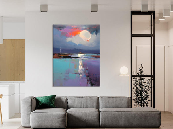 Abstract Landscape Painting for Bedroom, Oversized Canvas Wall Art Paintings, Original Modern Artwork, Contemporary Acrylic Art on Canvas-LargePaintingArt.com