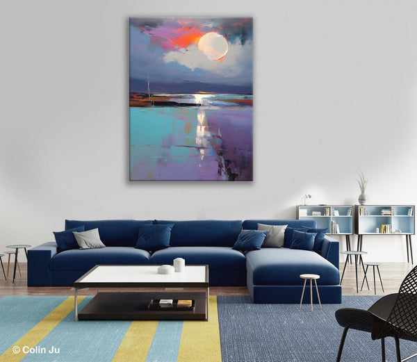 Abstract Landscape Painting for Bedroom, Oversized Canvas Wall Art Paintings, Original Modern Artwork, Contemporary Acrylic Art on Canvas-LargePaintingArt.com