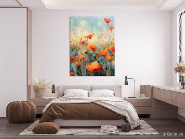 Flower Canvas Paintings, Flower Field Painting, Large Original Landscape Painting for Bedroom, Acrylic Paintings on Canvas, Hand Painted Art-LargePaintingArt.com