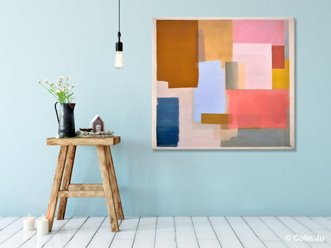 Original Abstract Art, Canvas Paintings for Sale, Large Modern Wall Art for Bedroom, Geometric Modern Acrylic Art, Contemporary Canvas Art-LargePaintingArt.com