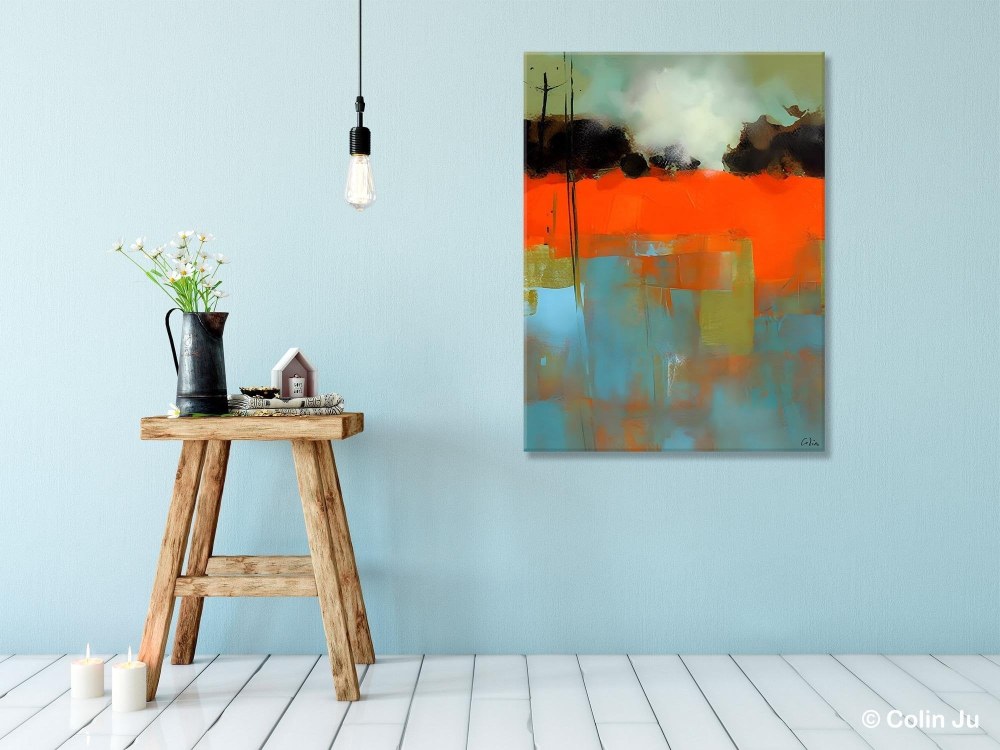 Landscape Canvas Art, Simple Modern Wall Art, Contemporary Acrylic Paintings, Original Abstract Paintings, Large Canvas Painting for Bedroom-LargePaintingArt.com