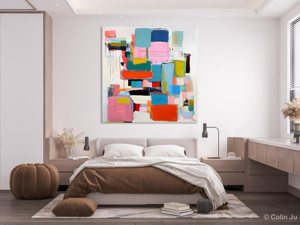 Original Abstract Wall Art, Geometric Modern Acrylic Art, Large Abstract Art for Bedroom, Modern Canvas Paintings, Contemporary Canvas Art-LargePaintingArt.com