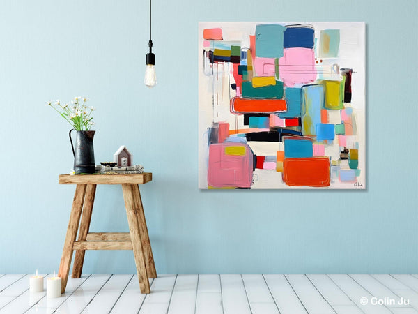 Original Abstract Wall Art, Geometric Modern Acrylic Art, Large Abstract Art for Bedroom, Modern Canvas Paintings, Contemporary Canvas Art-LargePaintingArt.com