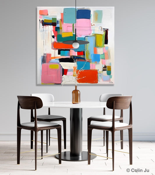 Original Abstract Wall Art, Geometric Modern Acrylic Art, Large Abstract Art for Bedroom, Modern Canvas Paintings, Contemporary Canvas Art-LargePaintingArt.com