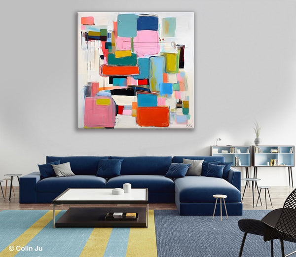 Original Abstract Wall Art, Geometric Modern Acrylic Art, Large Abstract Art for Bedroom, Modern Canvas Paintings, Contemporary Canvas Art-LargePaintingArt.com