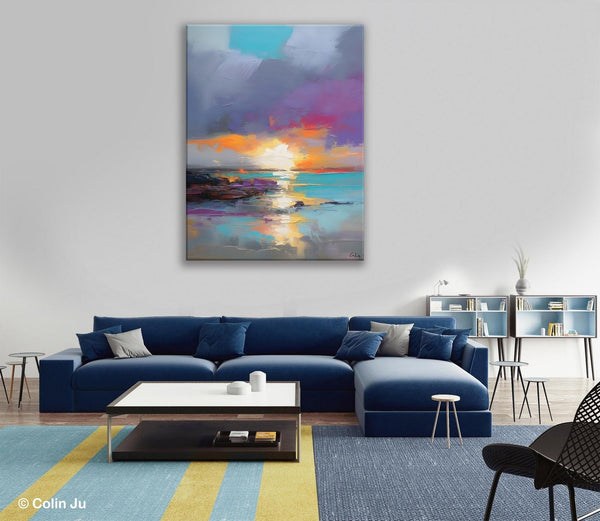 Landscape Paintings for Living Room, Extra Large Modern Wall Art Paintings, Acrylic Painting on Canvas, Original Landscape Abstract Painting-LargePaintingArt.com