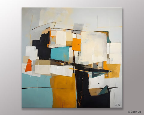 Geometric Original Canvas Wall Art, Contemporary Acrylic Artwork, Hand Painted Canvas Art, Modern Abstract Artwork, Large Abstract Paintings-LargePaintingArt.com