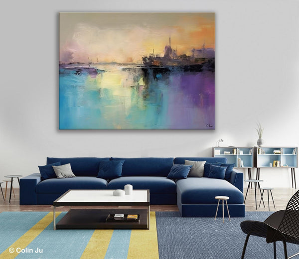 Large Paintings for Bedroom, Oversized Contemporary Wall Art Paintings, Abstract Landscape Painting on Canvas, Extra Large Original Artwork-LargePaintingArt.com